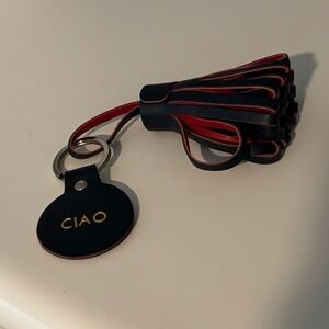 CIAO Leather Tassel Keychain 2026 ITALY OLYMPIC - Black with Red Trim NEW 8”